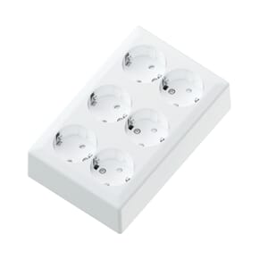 6 veis stikk på vegg 16A/J polarhvit