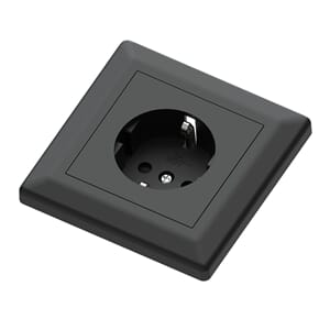 Enkel  stikk sort, 16A innfelt m/ramme