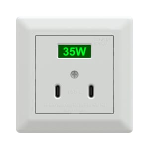 Power socket innfelt hurtiglader 2 x USC-C 35W polarhvit